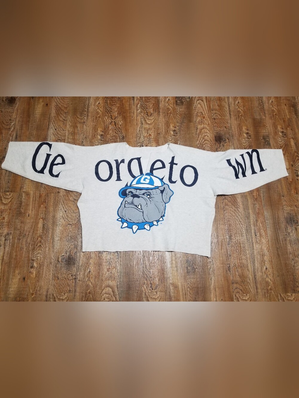 Georgetown Sweatshirt Vintage Upcycled 1XL V Neck Oversize Collegiate